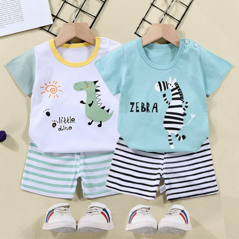 Baby Clothing On Sale - Cotton Tees+Shorts 2-piece Tracksuit Set Kid