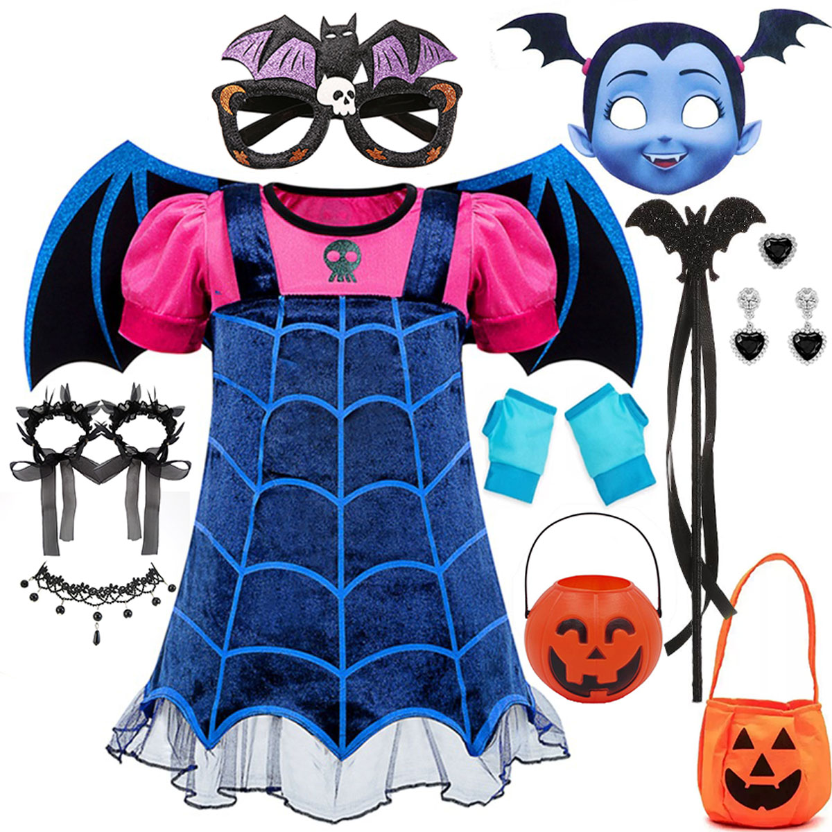 Baby Q Clothing - 2026 Girl Halloween Vestidos Cosplay Vampira