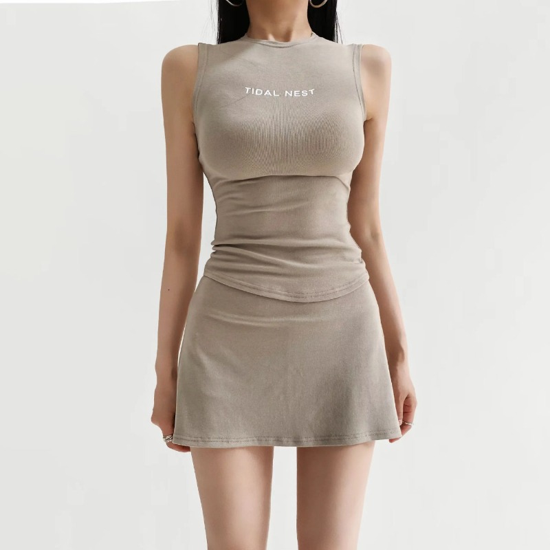 New Letter Printed Round Neck  - Summer Short Set review and price