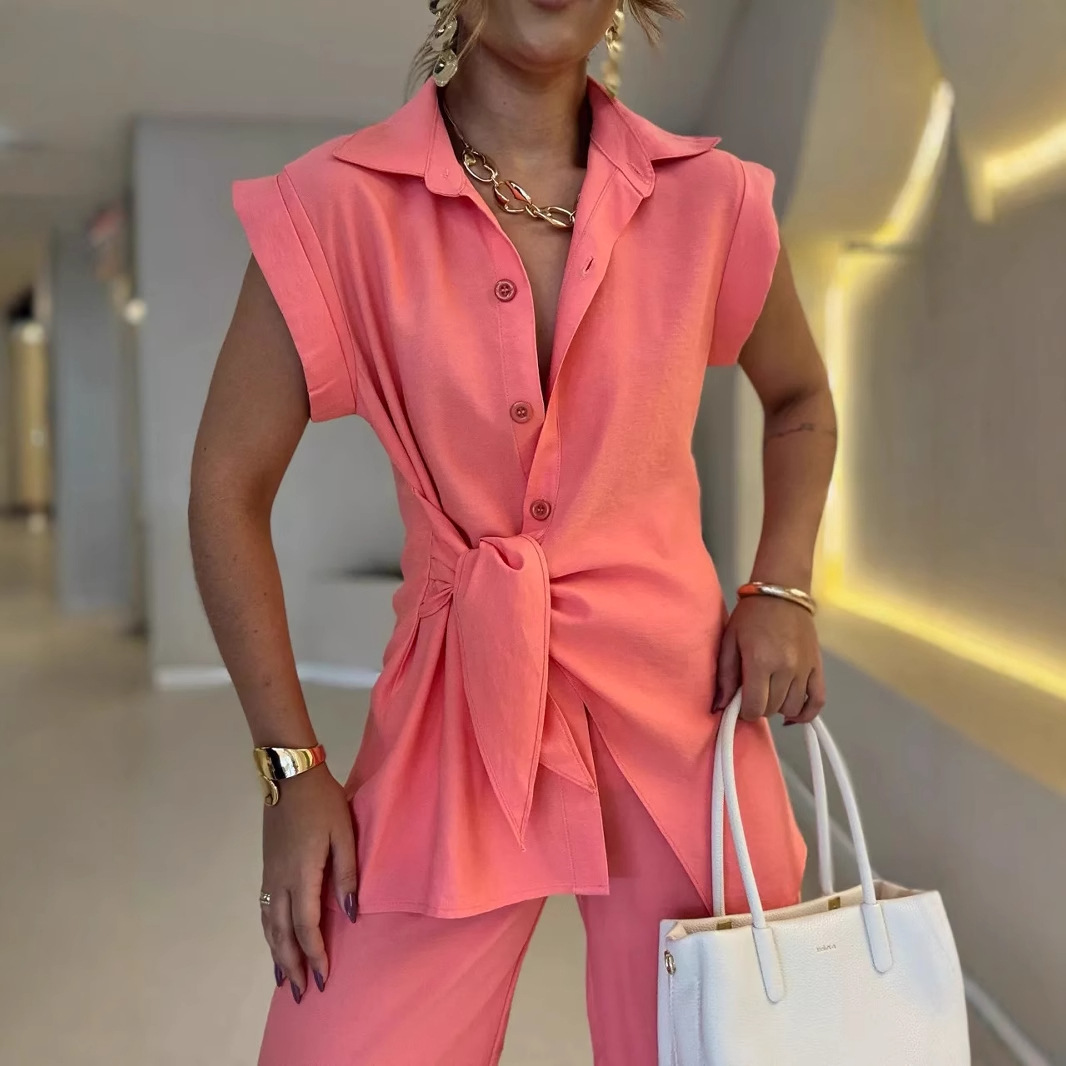 Women Tie Waist Short Sleeve T - Summer Short Set review and price